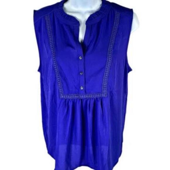 NEW LOFT Women’s Purple Sleeveless Button Front Tank Top Blouse - S - Picture 1 of 3